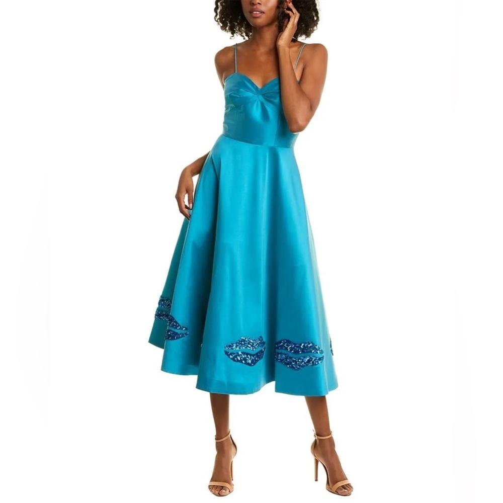 Anthropologie Sachin And Babi Teal Dress With Sequin Embroidery